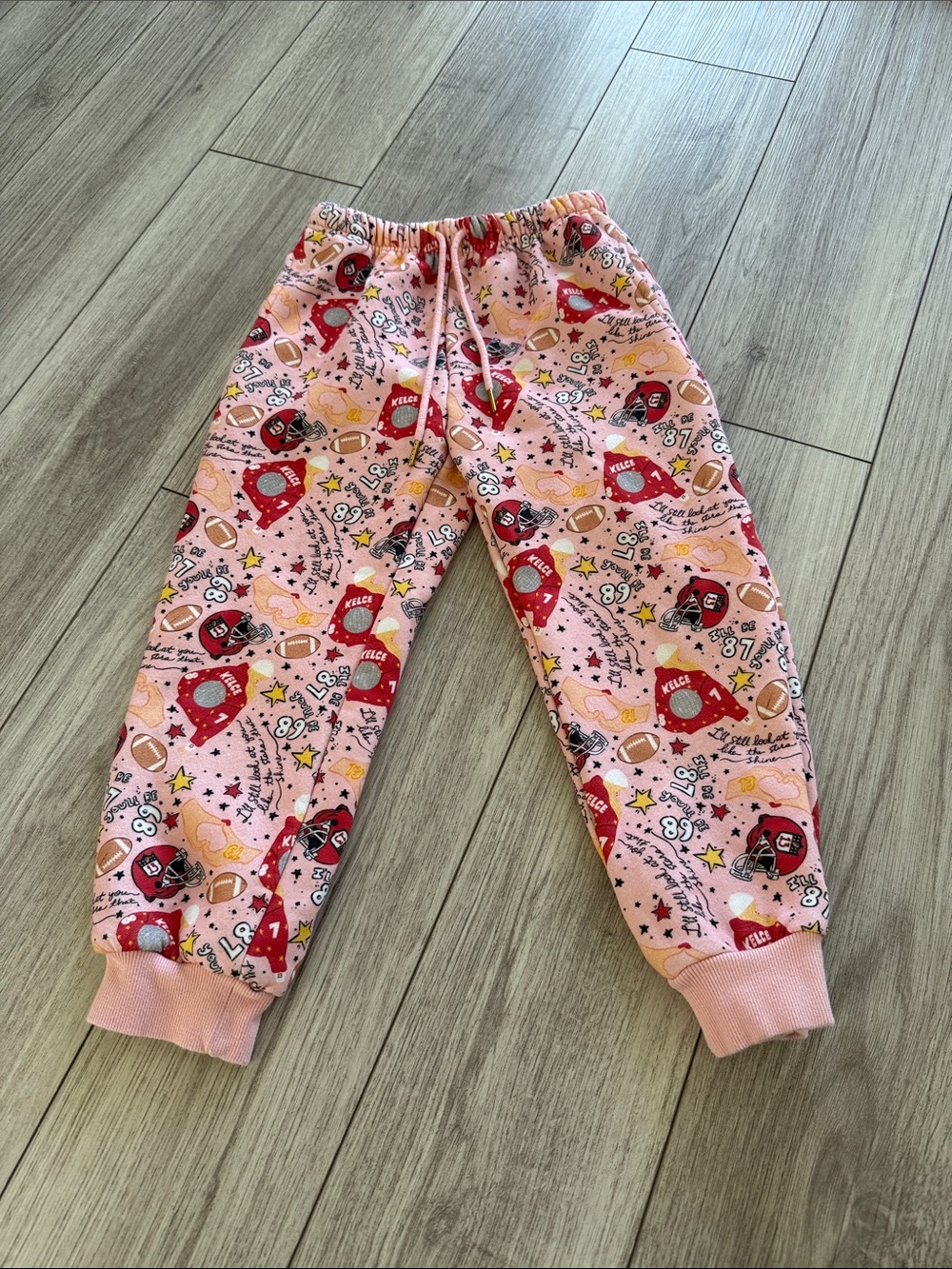 Elisabeth and Faith Girls Taylor Swift Travis Kelce Inspired Sweatpants Pink 8-9